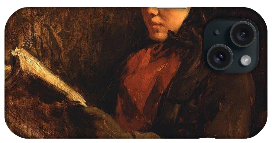 A Girl Reading 1877 Painting Painted Originally By Frank Duveneck iPhone Case featuring the painting A Girl Reading by MotionAge Designs