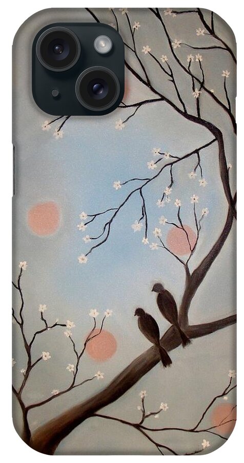 Birds iPhone Case featuring the painting A Glimpse of the Heavenly Twilight by Shikha Narula