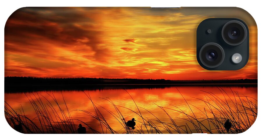 Hunt iPhone Case featuring the photograph A Golden Sunrise Duck Hunt by Dale Kauzlaric