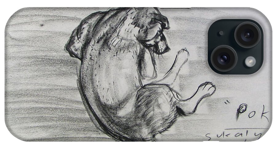 Dog iPhone Case featuring the drawing A Hippy Dog by Sukalya Chearanantana