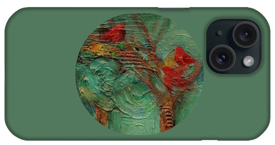 Whimsical Bird Painting iPhone Case featuring the painting A Home in the Woods by Mary Wolf