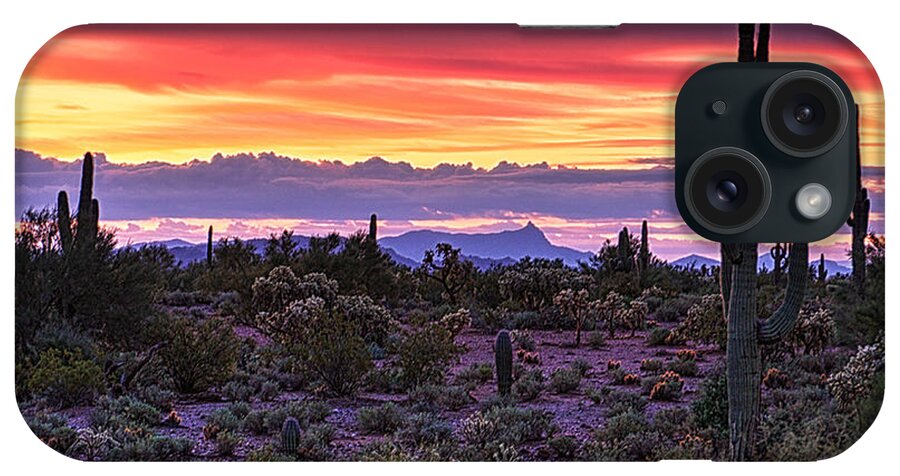Saguaro Sunrise iPhone Case featuring the photograph A Magical Desert Morning by Saija Lehtonen