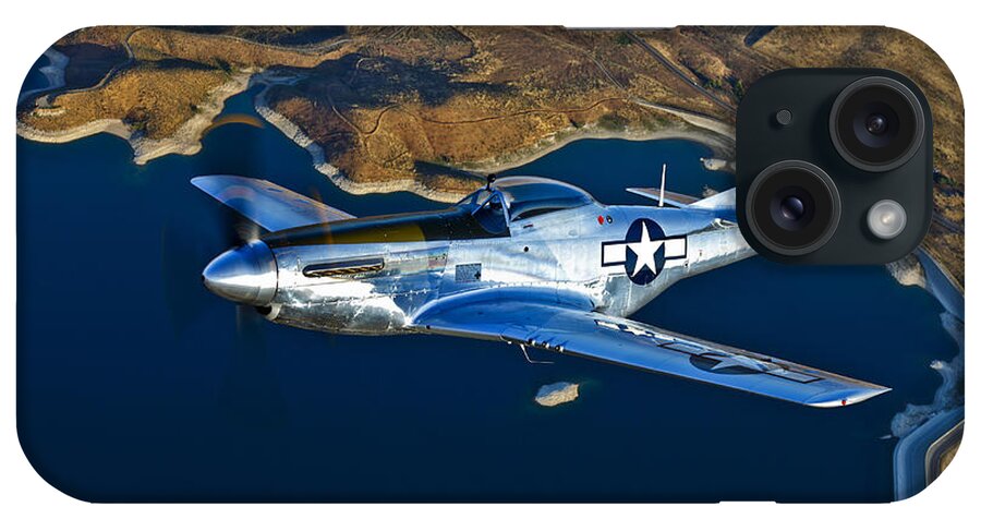 Horizontal iPhone Case featuring the photograph A North American P-51d Mustang Flying by Scott Germain
