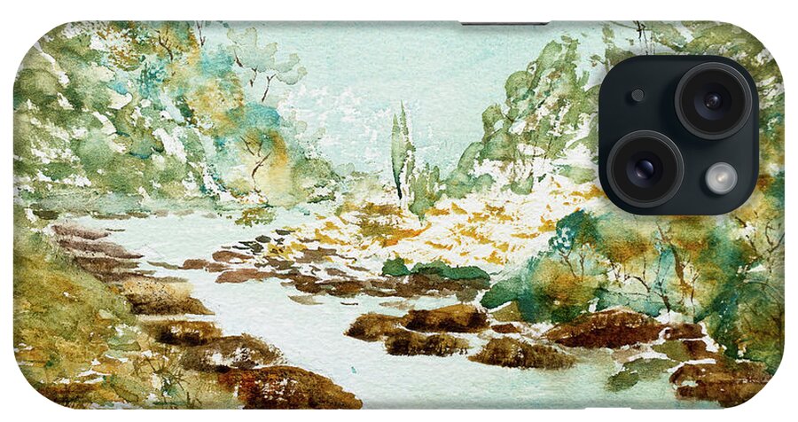 Australia iPhone Case featuring the painting A Quiet Stream in Tasmania by Dorothy Darden