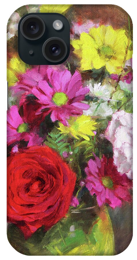 Roses iPhone Case featuring the painting A Rose Among Daisies by Anna Rose Bain