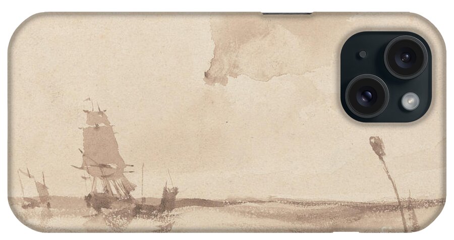 Richard Parkes Bonington - A Seascape iPhone Case featuring the painting A Seascape by MotionAge Designs