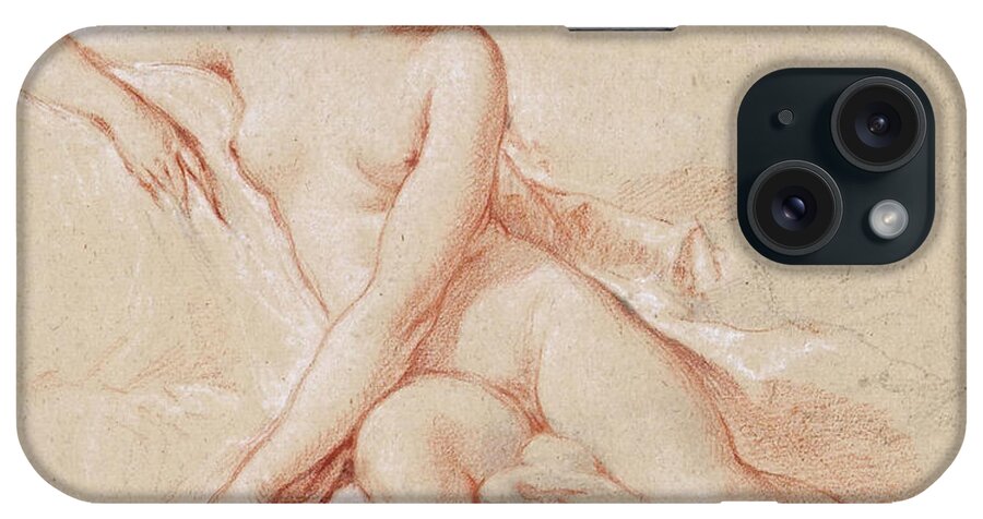 Boucher iPhone Case featuring the pastel A seated female nude by Francois Boucher