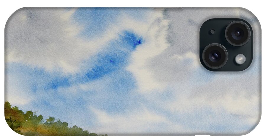 Beach iPhone Case featuring the painting A secluded Inlet beneath billowing clouds by Dorothy Darden