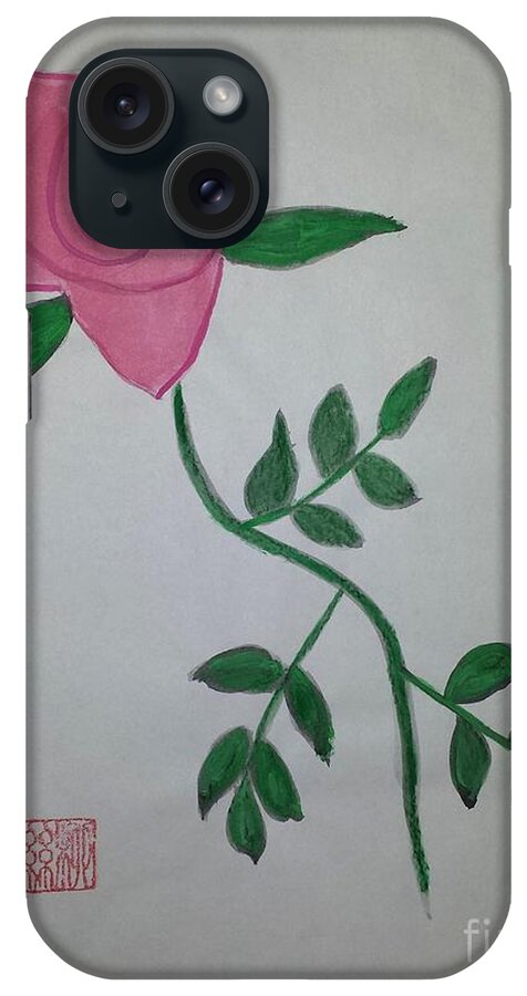 Love iPhone Case featuring the painting A Single Red Rose by Margaret Welsh Willowsilk