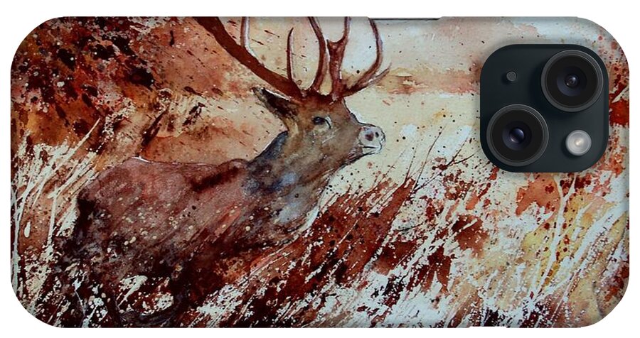 Animal iPhone Case featuring the painting A Stag by Pol Ledent