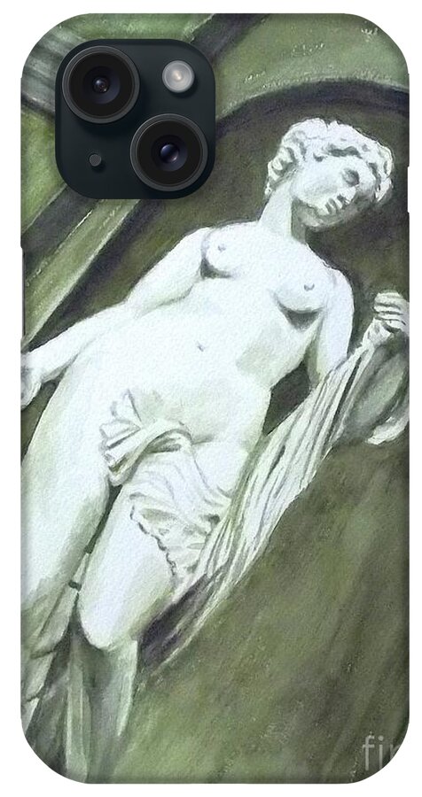 Statue iPhone Case featuring the painting A Statue at the Toledo Art Museum - Ohio by Yoshiko Mishina