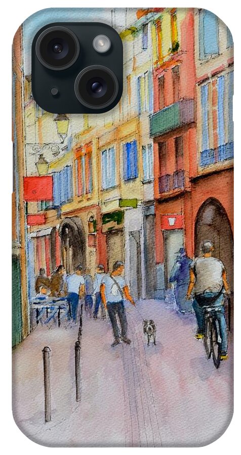 Old Town iPhone Case featuring the painting A street in the old town of Toulouse in France by Dai Wynn
