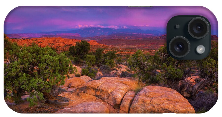 Arches National Park iPhone Case featuring the photograph A Sunset Over Arches by John De Bord