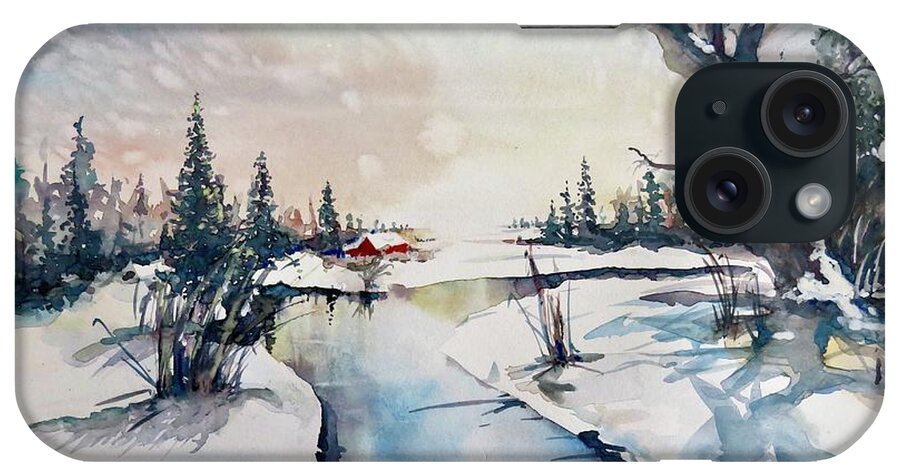 A Taste Of Winter iPhone Case featuring the painting A Taste Of Winter by Geni Gorani