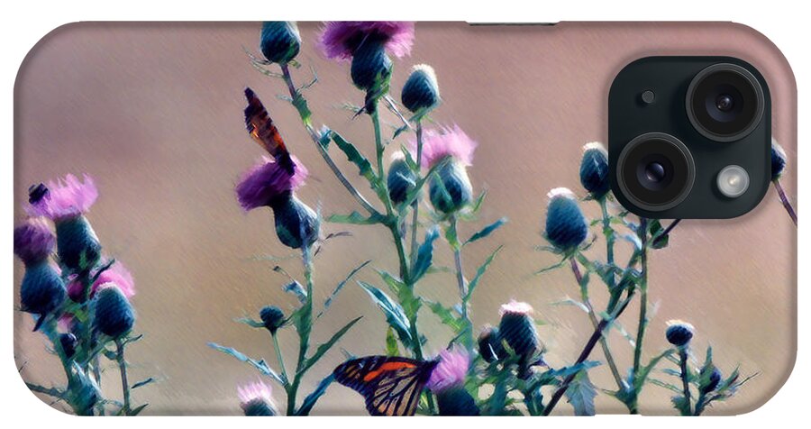 Butterflies iPhone Case featuring the photograph A Thistle Community by Steve Karol