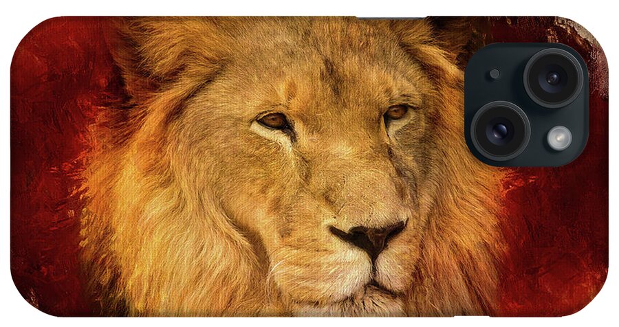 Lion iPhone Case featuring the mixed media A Tribute to Asante by Teresa Wilson