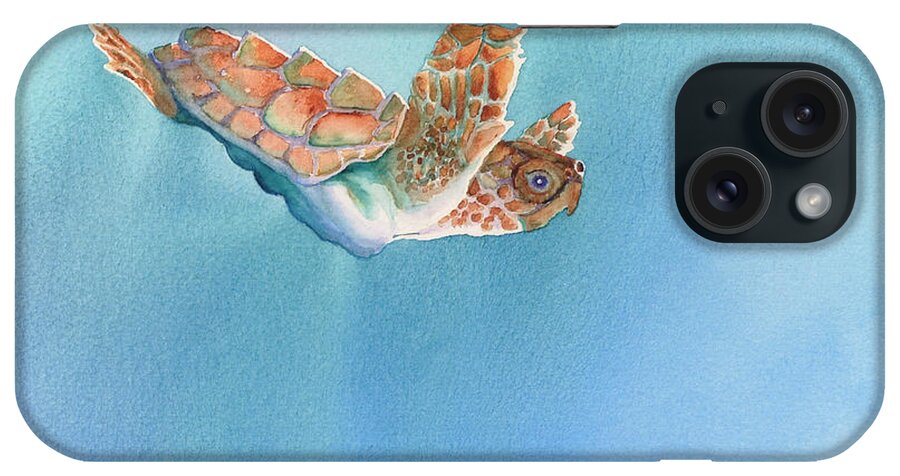 Sea iPhone Case featuring the painting A Turtles Flight by Tracy L Teeter 