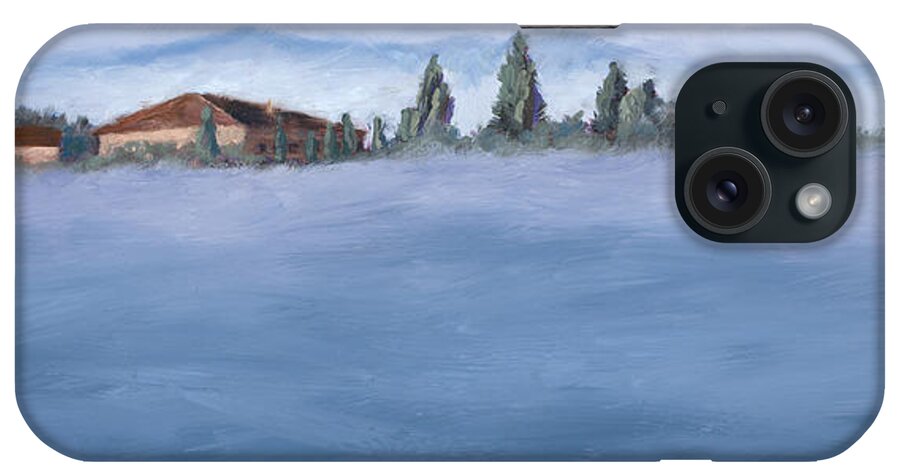 Oil iPhone Case featuring the painting A Villa in the Mist by Mary Giacomini