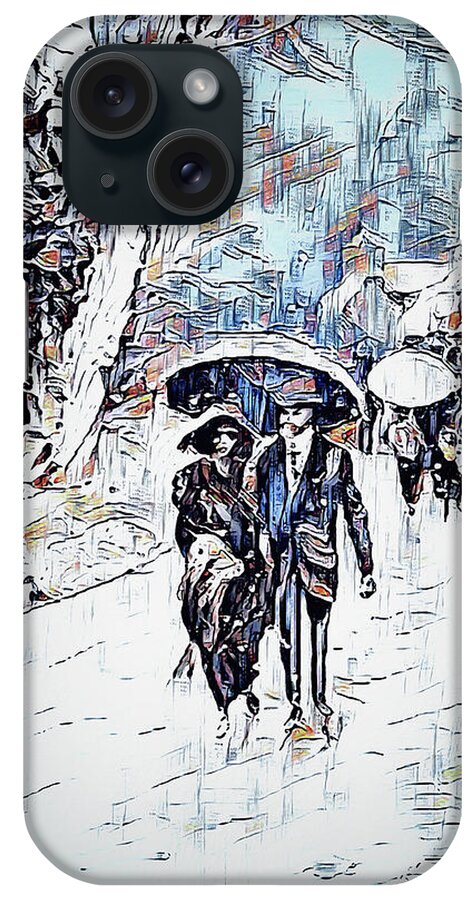 Couple iPhone Case featuring the digital art A Walk In The Park by Pennie McCracken