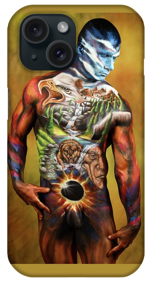 Bodypaint iPhone Case featuring the photograph A Warriors Cause by Angela Rene Roberts and Cully Firmin
