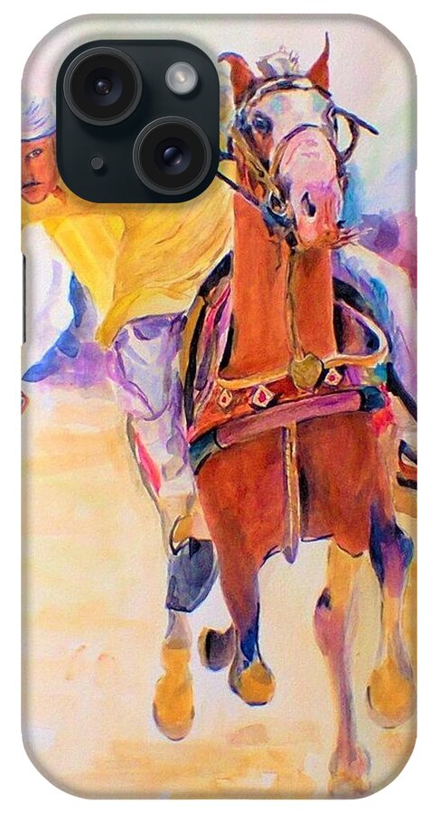 Horse iPhone Case featuring the painting A win by Khalid Saeed