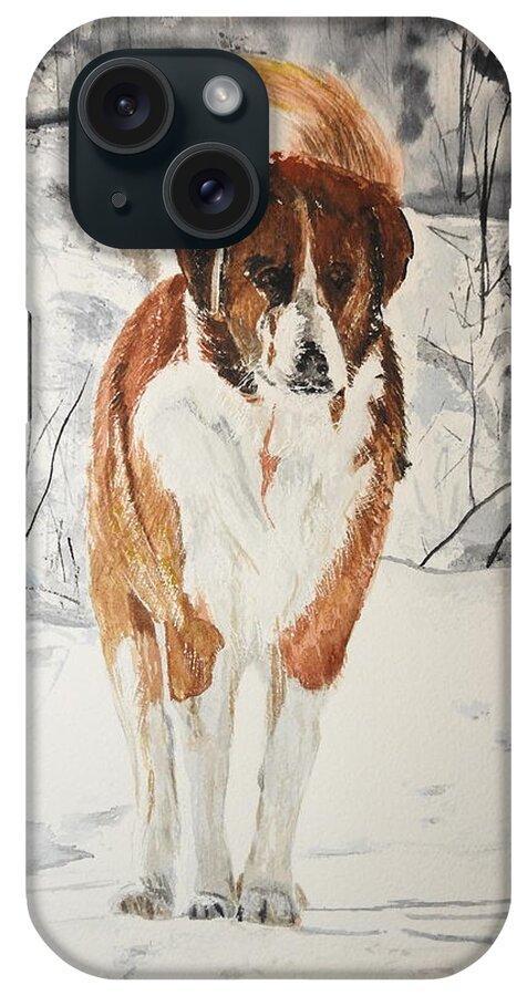 Dog iPhone Case featuring the painting A Winter Walk by Betty-Anne McDonald