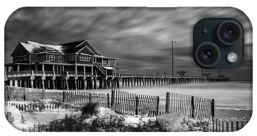 Jannettes Pier iPhone Case featuring the photograph A Winters Dusting black and white by C Renee Martin