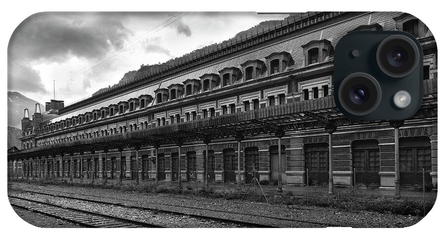 Canfranc iPhone Case featuring the photograph Abandoned Canfranc international railway station BW by RicardMN Photography