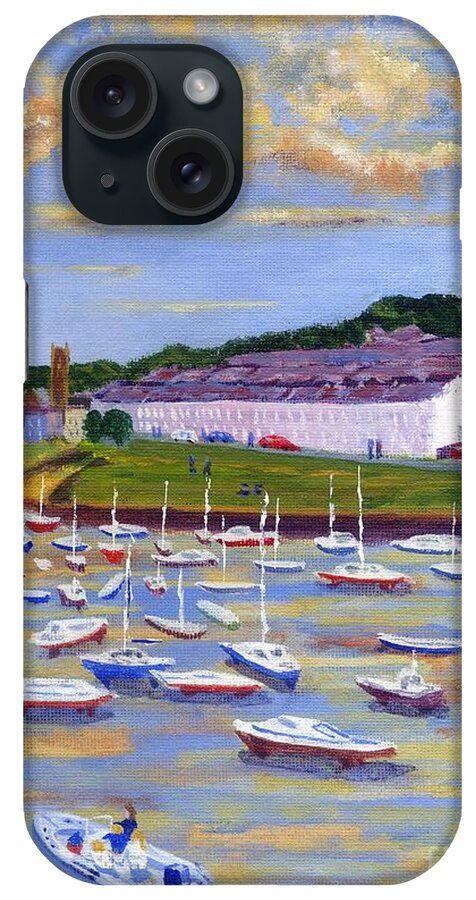 Aberaeron Harbour Boat Moorings iPhone Case featuring the painting Aberaeron Harbour Boat Moorings View Painting by Edward McNaught-Davis