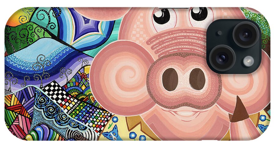 Pig iPhone Case featuring the painting Abner by Nicole Dumond-Barry