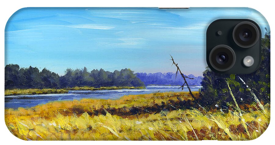 Landscape iPhone Case featuring the painting Above the Dam Sketch by Richard De Wolfe