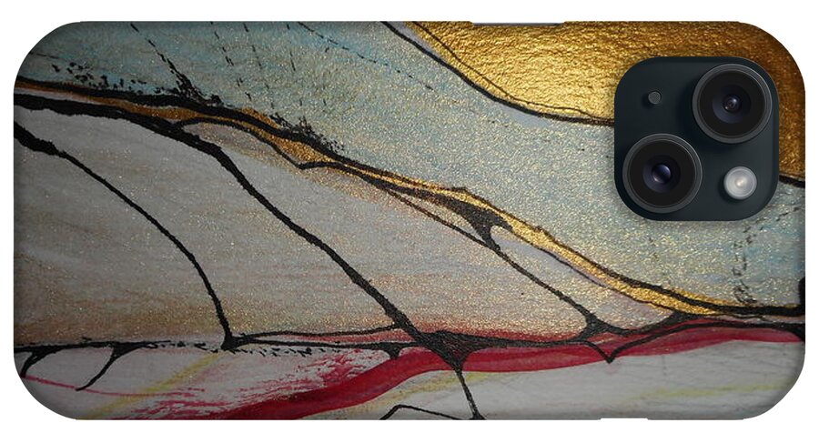 Katerina Stamatelos iPhone Case featuring the painting Abstract-12 by Katerina Stamatelos