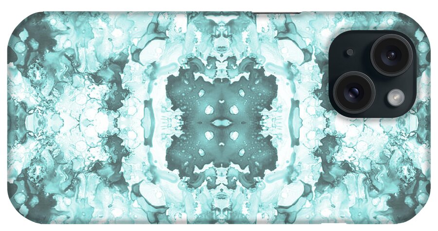 Pattern iPhone Case featuring the mixed media Abstract 20 Aqua by Lucie Dumas