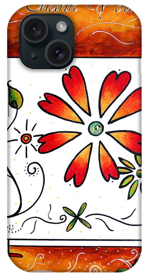 Abstract iPhone Case featuring the painting Abstract Decorative Greeting Card Art THANK YOU by MADART by Megan Aroon