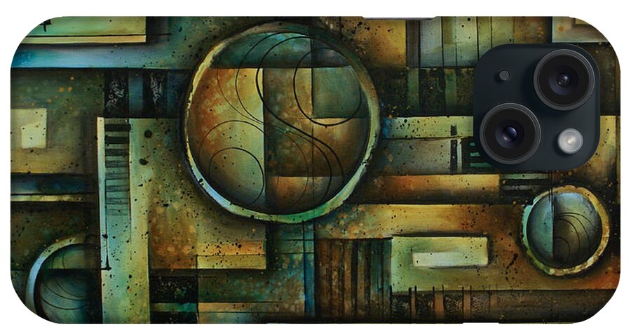 Geometric Shapes iPhone Case featuring the painting Abstract Design 92 by Michael Lang