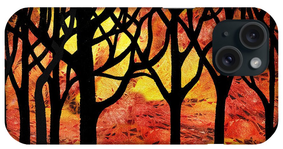 Abstract Fall Forest iPhone Case featuring the painting Abstract Fall Forest by Irina Sztukowski