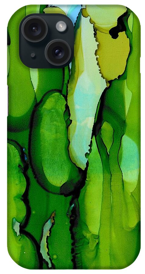 Abstract iPhone Case featuring the painting Abstract Forest by Louise Adams