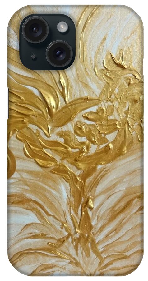 Abstract iPhone Case featuring the painting Abstract Golden Rooster by Michelle Pier