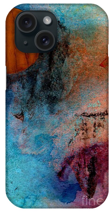 Abstract iPhone Case featuring the painting Abstract in Blue and Brown by Desiree Paquette