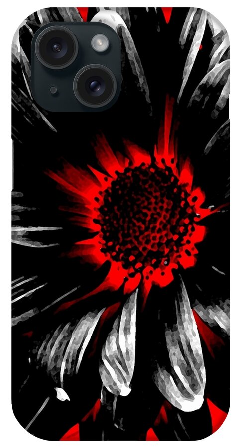 Abstract iPhone Case featuring the photograph Abstract Red White And Black Daisy by Angelina Tamez
