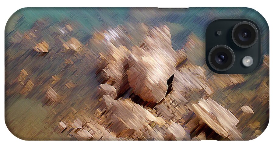 Digital Art iPhone Case featuring the digital art Abstract Rock by the Sea by Francesca Mackenney