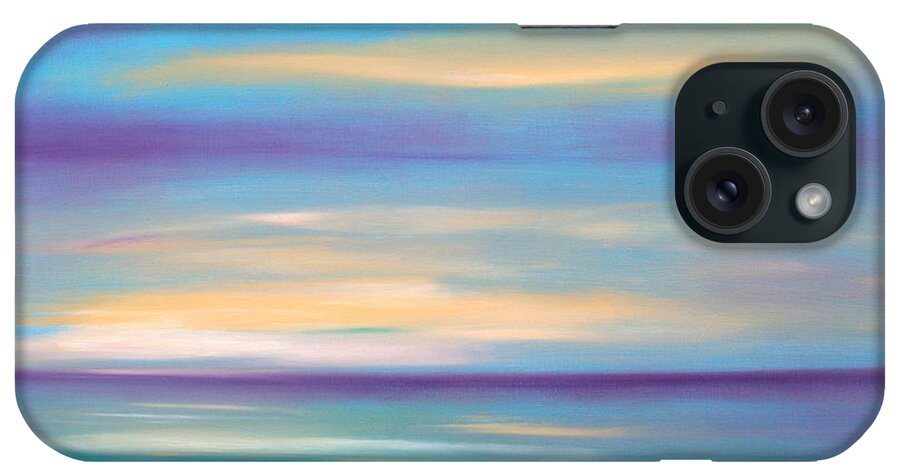 Oil Painting Sunsets iPhone Case featuring the painting Abstract Sunset in Purple Blue and Yellow by Gina De Gorna