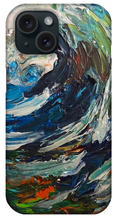 Abstract iPhone Case featuring the painting Abstract Wild Wave by Michelle Pier