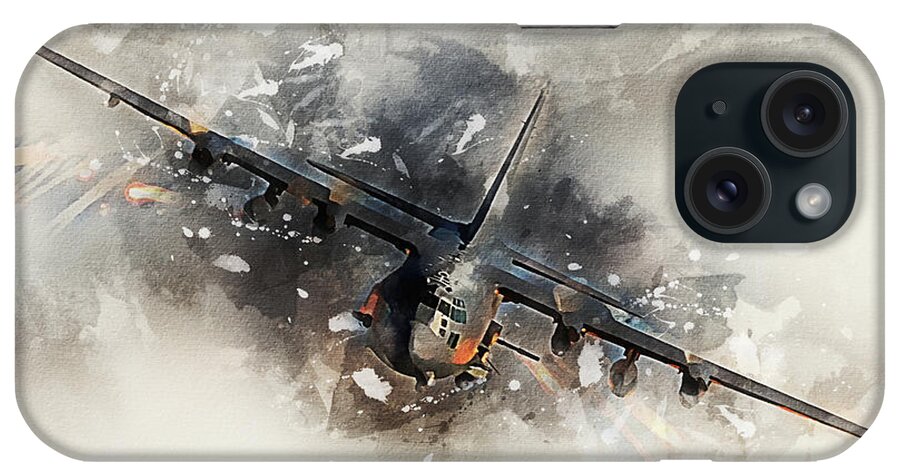 Ac130 iPhone Case featuring the digital art AC130 Gunship Painting by Airpower Art