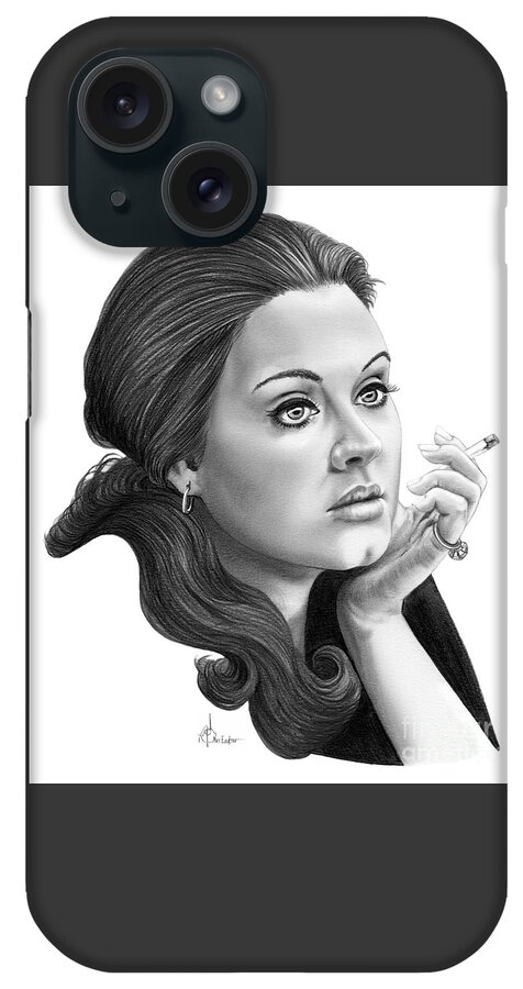 Pencil iPhone Case featuring the drawing Adele by Murphy Elliott