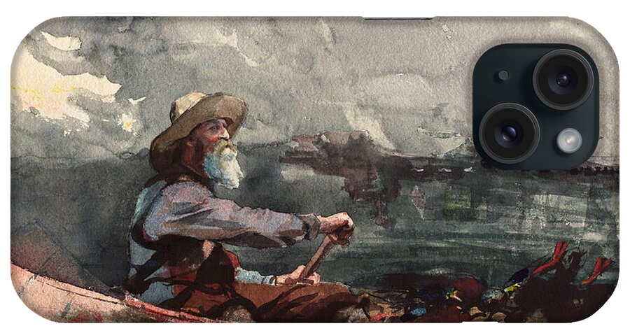 Winslow Homer iPhone Case featuring the drawing Adirondacks Guide by Winslow Homer