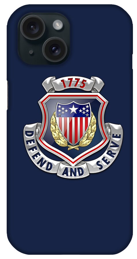 'usmc' Collection By Serge Averbukh iPhone Case featuring the digital art Adjutant General's Corps - AG Corps Regimental Insignia over Blue Velvet by Serge Averbukh