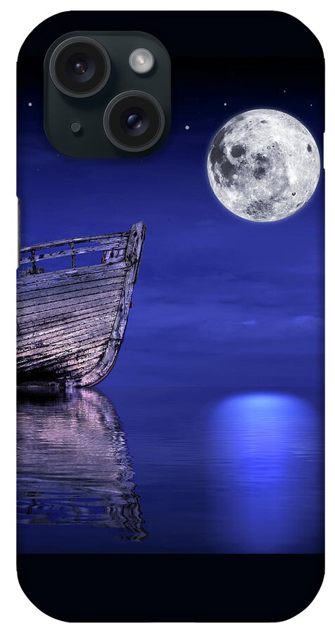 Old Fishing Boat iPhone Case featuring the photograph Adrift in The Moonlight - Old Fishing Boat by Gill Billington