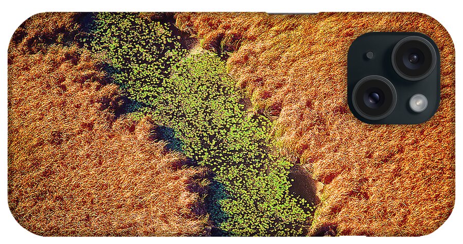 Aerial iPhone Case featuring the photograph Aerial Farm Stream Lillies by Tom Jelen