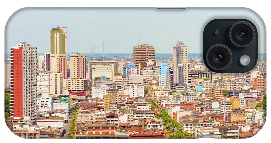 Buildings iPhone Case featuring the photograph Aerial view at the city of Guayaquil, Ecuador by Marek Poplawski